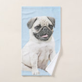 パグ絵画ズ – かわいいオリジナルドッグアート バスタオルセット (ハンドタオル)