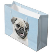 パグ絵画ズ – かわいいオリジナルドッグアート ラージペーパーバッグ (正面アングル)