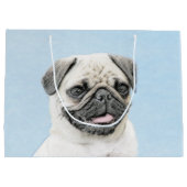 パグ絵画ズ – かわいいオリジナルドッグアート ラージペーパーバッグ (裏面)