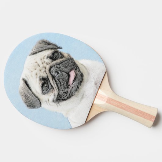 パグ絵画ズ – かわいいオリジナルドッグアート 卓球ラケット (横)