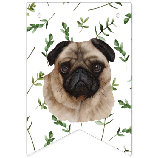 パグ緑の赤ちゃんシャワー子犬のバンティングバナー バンティングフラッグ (第2の旗)