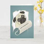 パグ考えドッグ、大学であなたの カード (黄色い花)