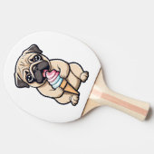パグ舐めるアイスクリーム 卓球ラケット (横)