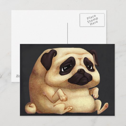 パグ葉書 ポストカード (正面/裏面)