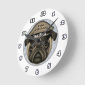 パグ警察時計 ラウンド壁時計 (傾斜)