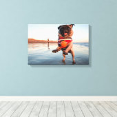 パグ遊のビーチ キャンバスプリント (インサイチュ (ウッドフロア))