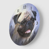 パグ顔 ラージ壁時計 (傾斜)