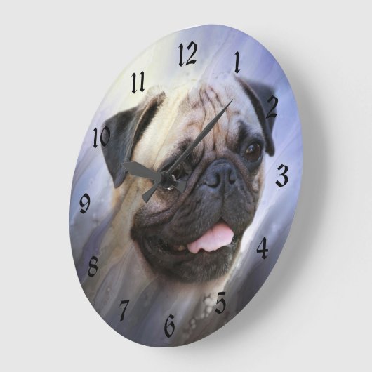 パグ顔 ラージ壁時計 (傾斜)