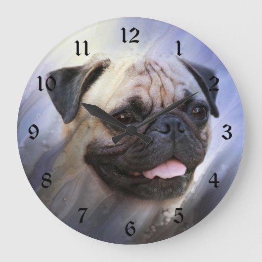 パグ顔 ラージ壁時計 (正面)