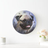 パグ顔 ラージ壁時計 (ホーム)