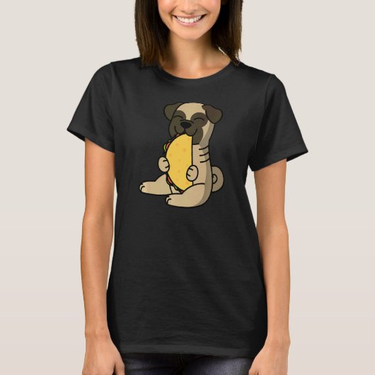 パグ食べのタコ犬 Tシャツ (正面)