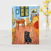 パグ17 （黒） – 客室 カード (黄色い花)