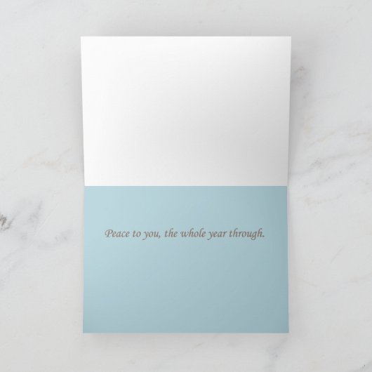 パグ"あなたへの平和"ホリデーカードのパグおよびキス シーズンカード (内部)