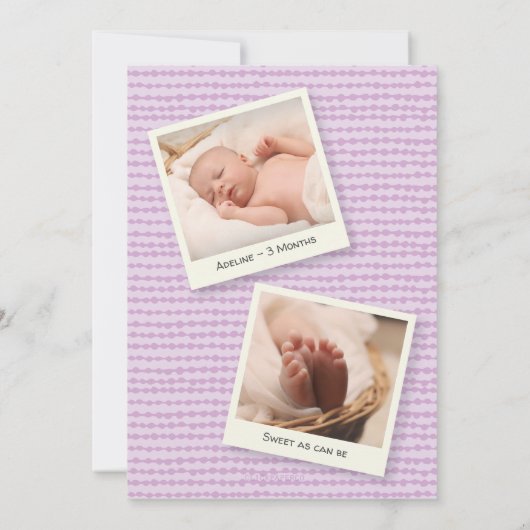 パグ&キスズ子犬写真誕生日 招待状 (裏面)