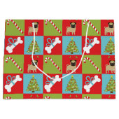 パグ、キャンディーキャン、ボーン、木 ラージペーパーバッグ (正面)