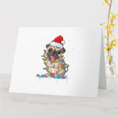 パグ クリスマスツリー ライト サンタ 犬 クリスマスプレゼント 男の子 カード (黄色い花)