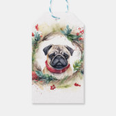 パグ クリスマスリース 楽しい仔犬 ギフトタグ (裏面)