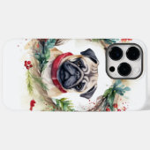 パグ クリスマスリース 祝祭の子犬 Case-Mate iPhoneケース (裏面 (横))