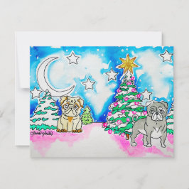 パグ クリスマス ノートカード