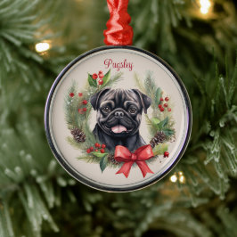 パグ クリスマス ペット メモリアル 犬 種 メタルオーナメント