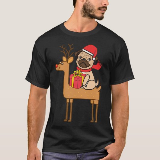 パグ クリスマス Tシャツ (正面)