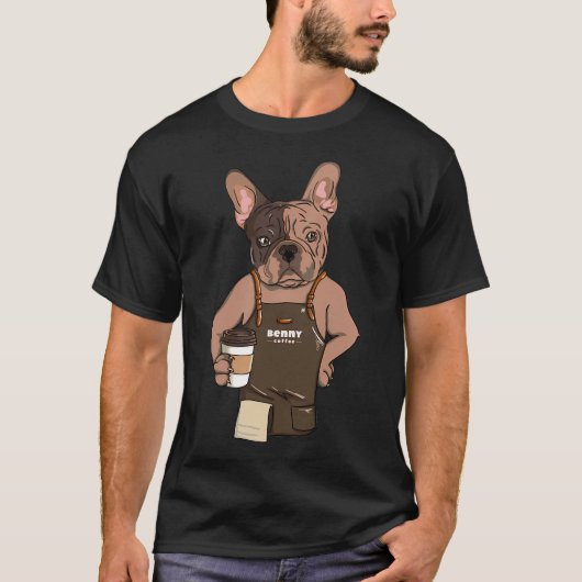 パグ コーヒー好き Tシャツ (正面)