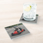 パグ・ゴーカート・レース ガラスコースター (アングル)