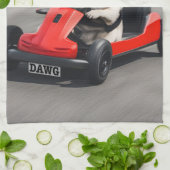 パグ・ゴーカート・レース キッチンタオル (折り畳み)