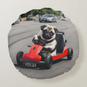 パグ・ゴーカート・レース ラウンドクッション (裏面)