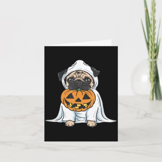 パグ ゴースト ドッグ ハロウィン カード (正面)