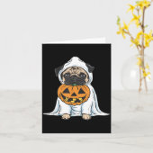 パグ ゴースト ドッグ ハロウィン カード (黄色い花)