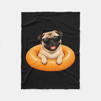 パグ サマーTシャツ かわいい犬 プールフロート フリースブランケット