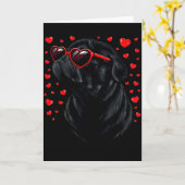 パグ シャツ パグ好き パグママ パパ バレンタイン 黒パグ カード (黄色い花)