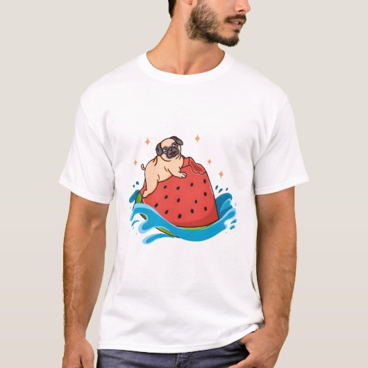 パグ スイカ Tシャツ (正面)