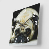 パグ スクエア壁時計 (傾斜)
