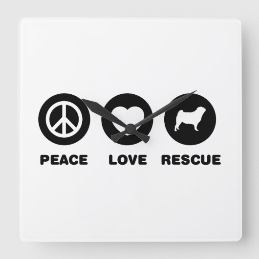 パグ スクエア壁時計 (正面)