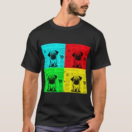 パグ スケッチブック 5 POP ART Tシャツ (正面)