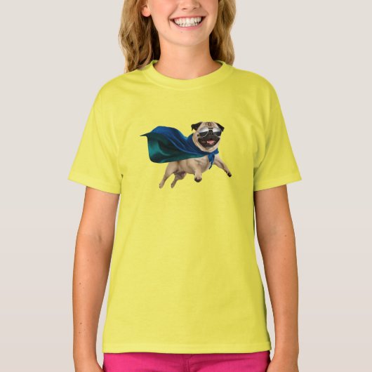 パグ スーパーヒーロー キッズTシャツ Tシャツ (正面)