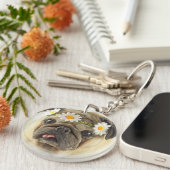 パグ(デイジークラウン) キーホルダー (正面右)