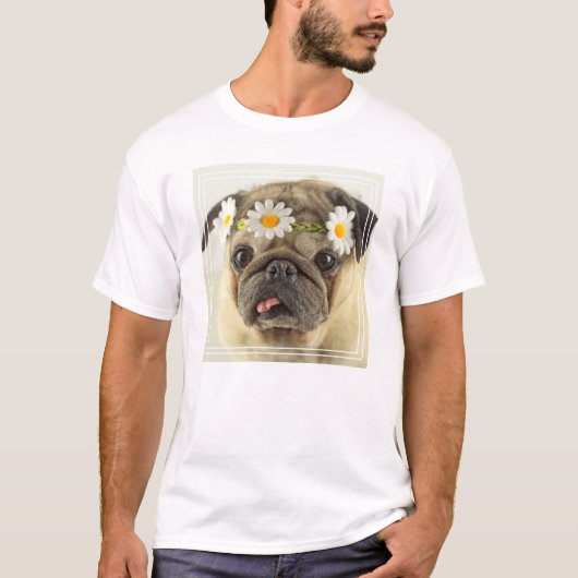 パグ(デイジークラウン) Tシャツ (正面)