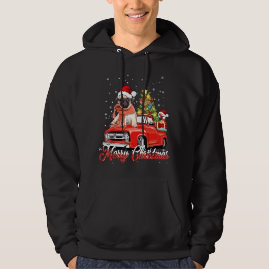 パグ・トラック運転手メリークリスマス パーカ (正面)