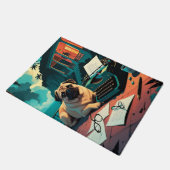 パグ・ドッグ紳士のヴィンテージ ドアマット (アングル)