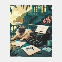 パグ・ドッグ紳士のヴィンテージ フリースブランケット