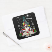 パグ・ドッグ・アニマルと一緒に楽しいクリスマス スクエアシール (封筒)