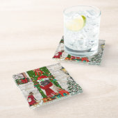 パグ・ドッグ・クリスマス ガラスコースター (アングル)