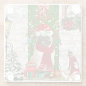 パグ・ドッグ・クリスマス ガラスコースター (裏面)