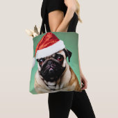 パグ・ドッグ・クリスマス トートバッグ (クローズアップ)