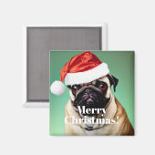 パグ・ドッグ・クリスマス マグネット (正面/裏面)