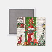 パグ・ドッグ・クリスマス マグネット (正面/裏面)