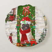 パグ・ドッグ・クリスマス ラウンドクッション (裏面)